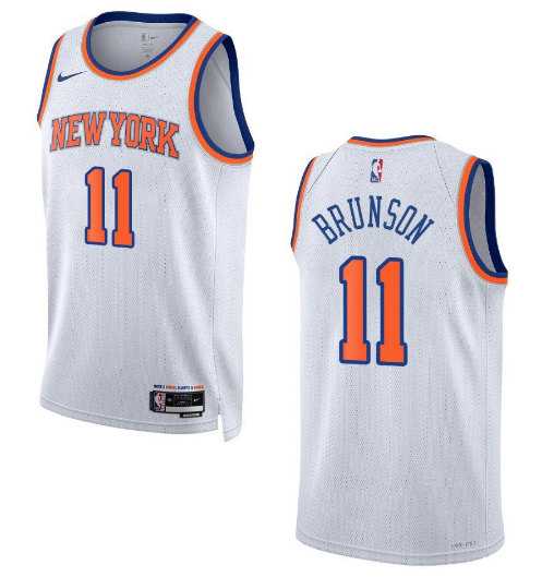 Mens New York Knicks #11 Jalen Brunson White Stitched Basketball Jersey Dzhi